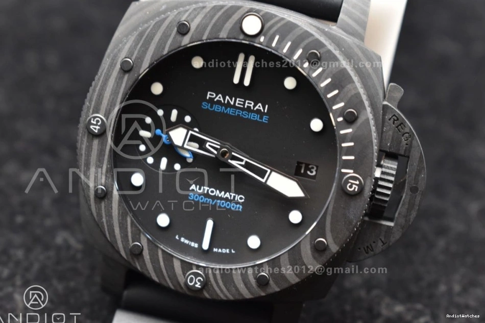 989 Rubber P.900 Best Carbotech Clone 42mm FashionForward Dial Strap Black PAM2231 Edition VSF on 1204